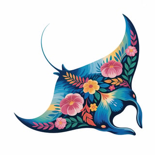 Colorful Boho Floral Manta Ray Design