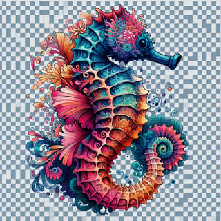 Colorful Boho Floral Seahorse