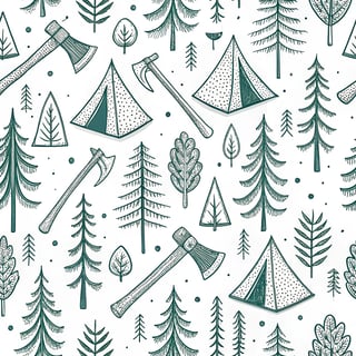 Minimal Line-Art Forest Survival Design