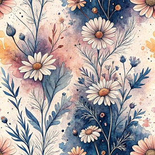 Dreamy Abstract Watercolor Daisies