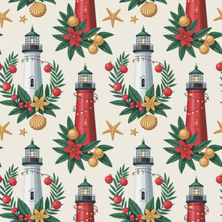 Florida Lighthouses Christmas Pattern