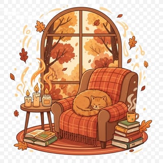 Cozy Autumn Reading Nook Illustration
