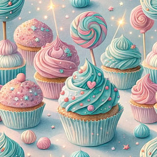 Pastel Frosted Cupcakes and Lollipops