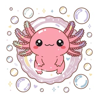 Kawaii Pink Axolotl Sticker