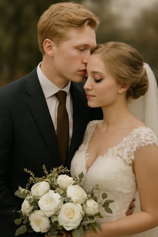 Romantic Wedding Couple Embrace