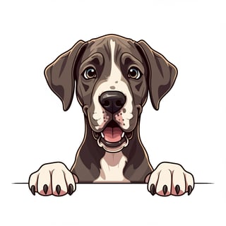 Excited Great Dane Peeking Over Ledge
