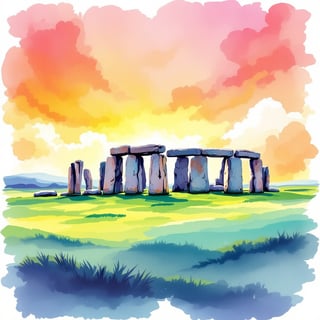 Stonehenge Ink and Watercolor Poster