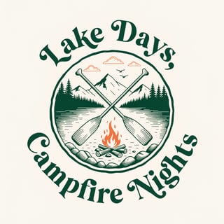 Rustic Lake Days Campfire T-Shirt Design