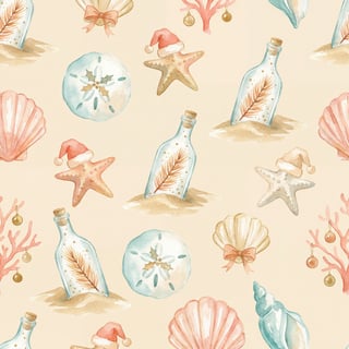 Coastal Christmas Watercolor Pattern