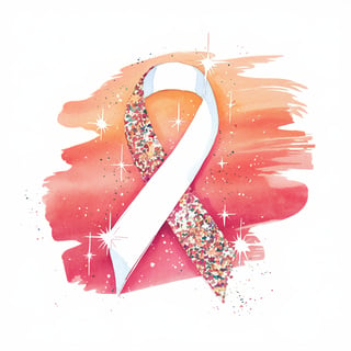 Watercolor White Awareness Ribbon