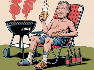 Cartoon Uncle at Backyard BBQ