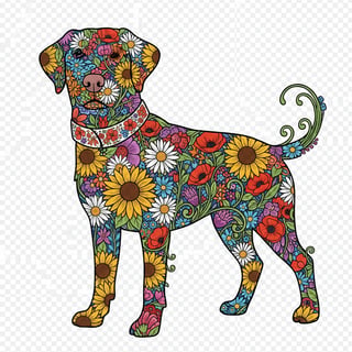 Boho Floral Labrador Illustration