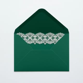 Emerald Green Envelope with White Lace