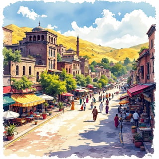 Vibrant Ink & Watercolor Travel Poster