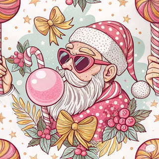 Whimsical Y2K Christmas Santa Art