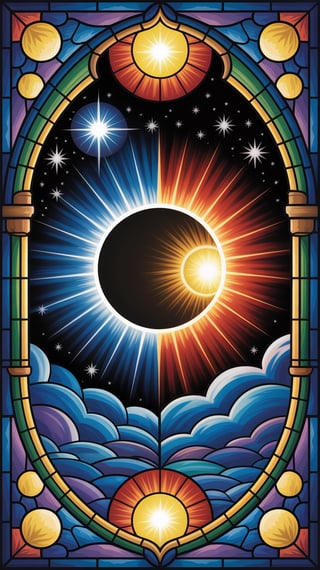 Mystical Solar Eclipse Stained-Glass Art