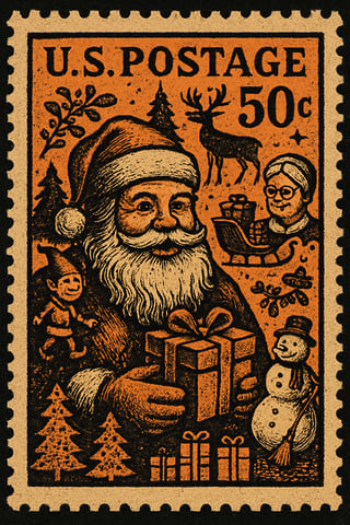 Retro Santa Claus Postage Stamp