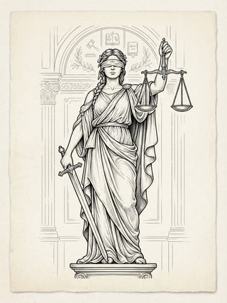 Lady Justice Line Drawing