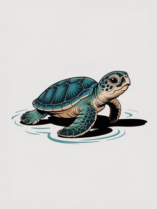 Vibrant Baby Sea Turtle Drawing