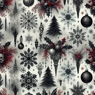 Gothic Christmas Seamless Pattern