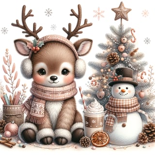 Cozy Watercolor Christmas Scene