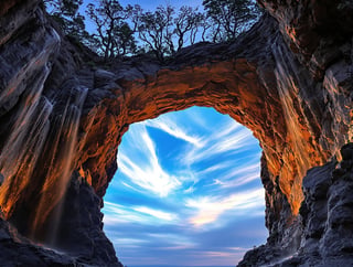 Dramatic Natural Arch Landscape Photo