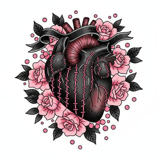 Vintage Black Leather Heart Tattoo