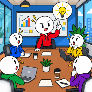 Flat 2D Cartoon Meeting Scene