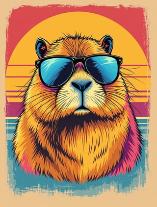 Retro Capybara in Sunglasses Illustration