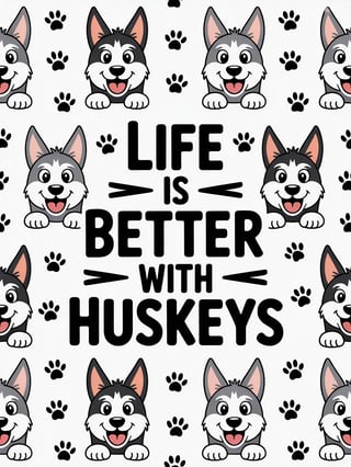 Playful Husky Cartoon Pattern