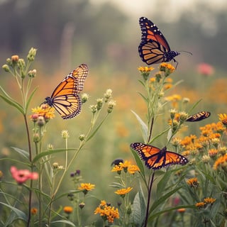Vintage Monarch Butterfly Meadow