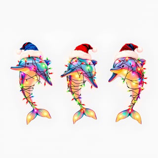 Boho Dolphins with Christmas Lights