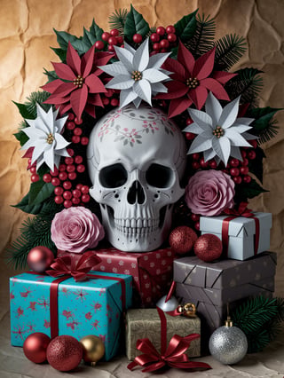 Gothic Christmas Skull Still Life