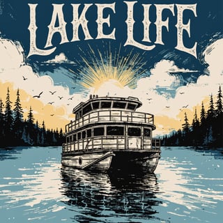 Masculine Lake House T-Shirt Design