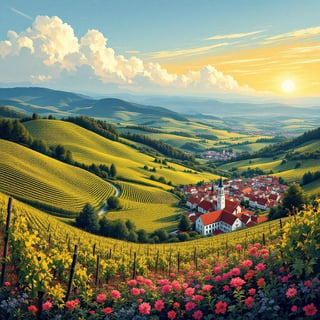 Vintage Travel Art of Jasło Vineyards