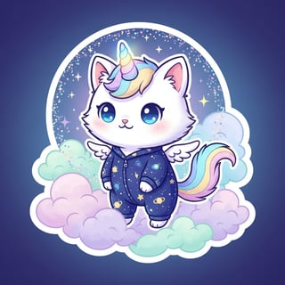 Chibi Unicorn Cat in Starry Onesie