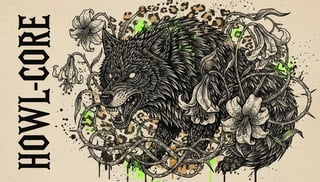 Black and White Gothic Wolf Illustration
