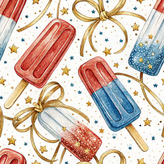 Glossy Red White Blue Popsicle Pattern