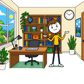 Flat 2D Cartoon Office Scene