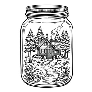 Cozy Cabin in a Jar Illustration