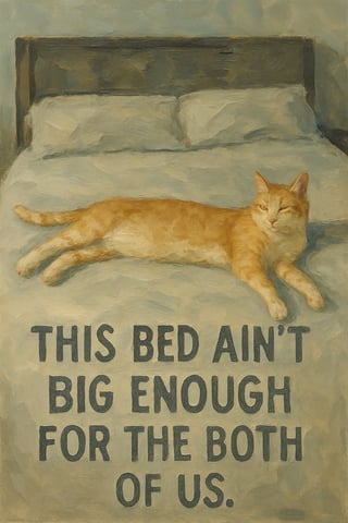 Acrylic Painting of a Cat on Bed