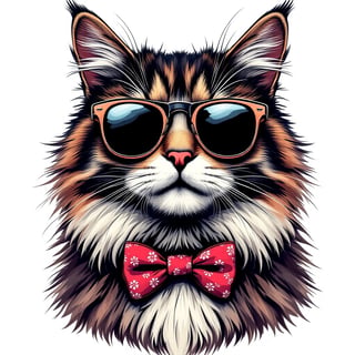 Turkish Angora Cat with Sunglasses