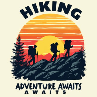 Hiking Adventure Sunset T-Shirt Design