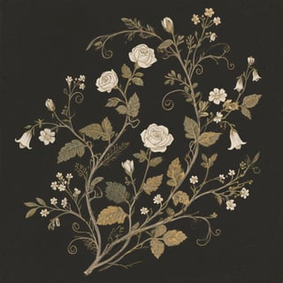 Dark Academia Floral Illustration