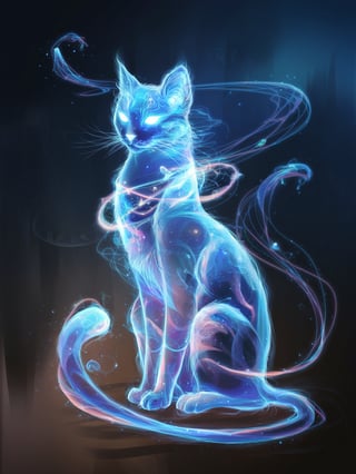 Ethereal Cat with Glowing Trails
