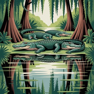 Florida Alligator Seamless Pattern