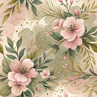 Neutral Camouflage Pattern with Floral Veins