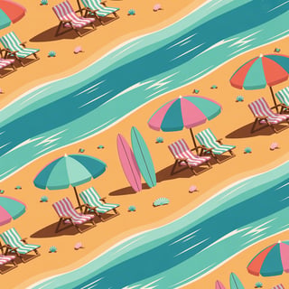 Retro Beach Umbrella Seamless Pattern