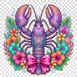 Cute Purple Lobster Illustration