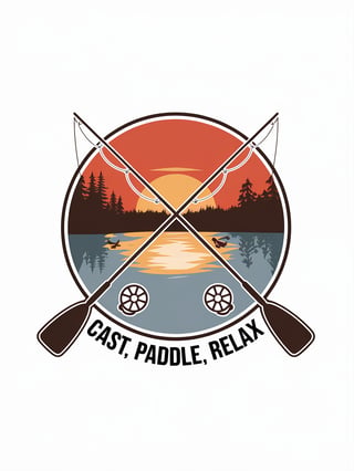 Sunset Fishing Badge Design